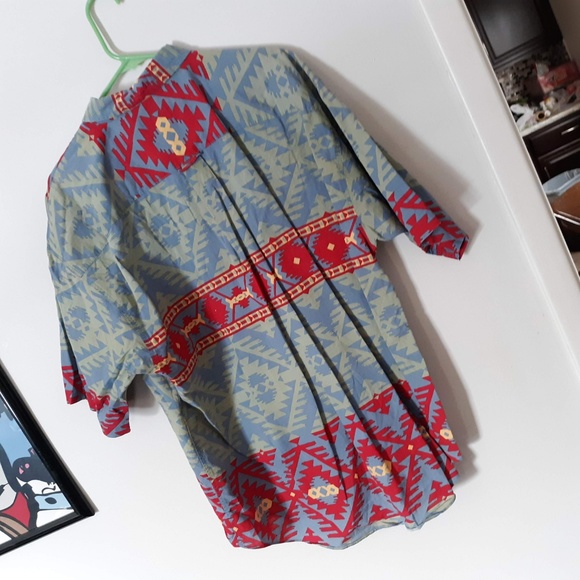 Graphite Mens Size Large Tribal Print Button Down - Picture 5 of 6